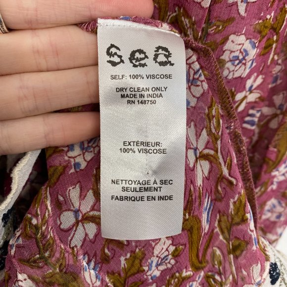 Sea New York Floral Sheer Bella Blouse Embroidered Long Sleeve Women's 4 - Picture 9 of 10